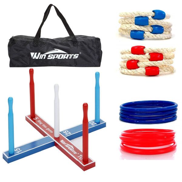 wooden outdoor ring toss game for kids and adults in the beach lawn backyard garden - Image 5