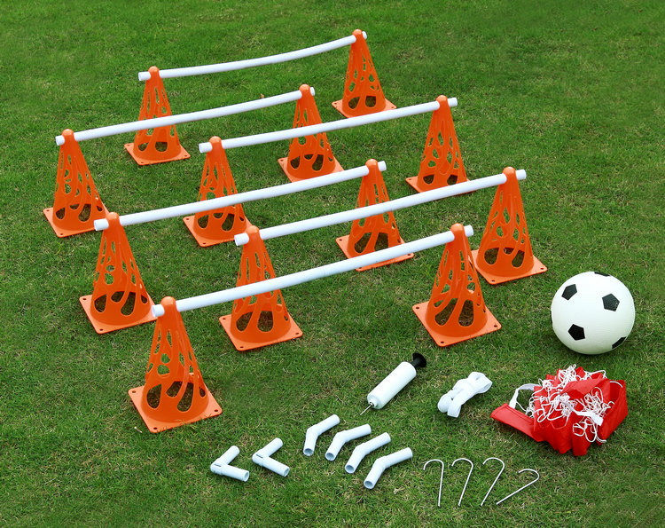 Koolbitz Portable Soccer Set – 2 Goals, Mannequins, Cones, Ball, Pump – Kids Unisex, UK Made